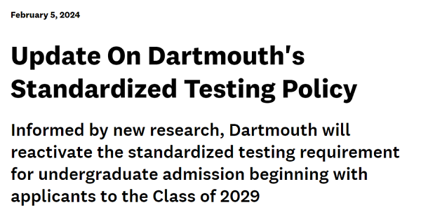 藤校達特茅斯率先“回歸”：永久恢復SAT要求